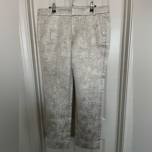J. CREW GOLD METALLIC JACQUARD BROCADE PANTS LINED SZ 12